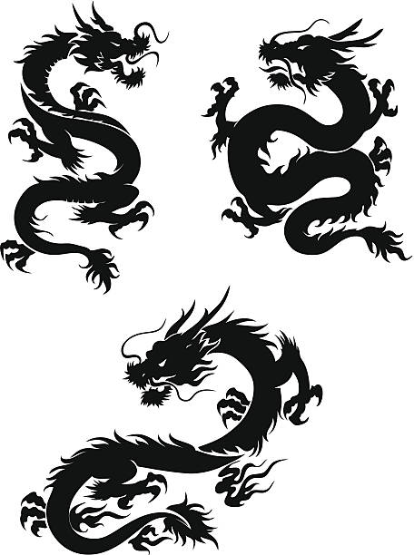 Dragons Set of 3 dragons. 2012 is the Year of Dragon. dragon stock illustrations