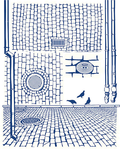 Drains & Cobbles Cobbles, drains. Old city textures & shapes. cobblestone stock illustrations