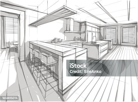 istock Drawing of a design for a interior home 165805014