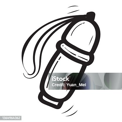istock Drawing of a travel, sport, fitness thermos etc. Black and white illustration 1364964362