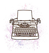 Drawing of a Typewriter. Vector Illustration. Good for print, web and animation projects.