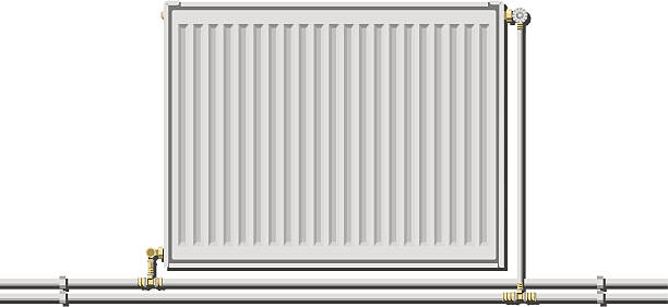 A drawing of a white wall mounted radiator vector art illustration