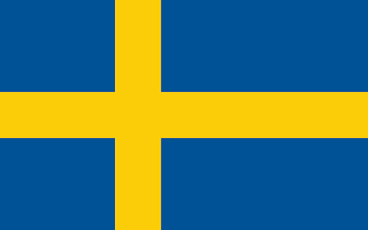 Drawing of blue and yellow flag of Sweden