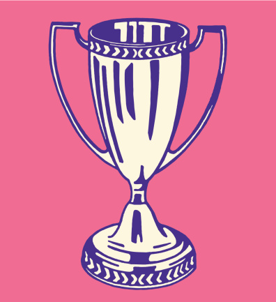 Drawing of trophy cup against pink background