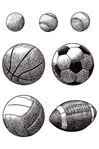 Drawing of various sport balls