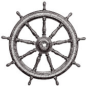 Vector illustration of an old steering wheel