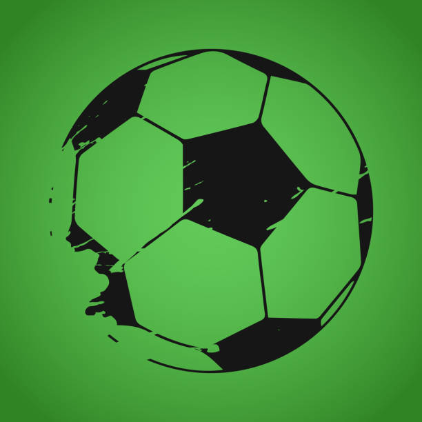 Drawn soccer ball in black on a green background - Vector Drawn soccer ball in black on a green background - Vector illustration classic black white soccer ball clip art stock illustrations