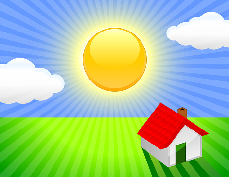 dream home on Sunny sky Background
