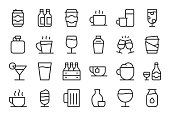 Drink Icons Set 1 Light Line Series Vector EPS File.