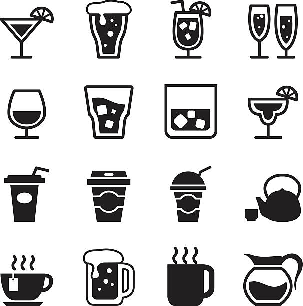 Drinking icons set Vector illustration Drinking icons set Vector illustration smoothie silhouettes stock illustrations