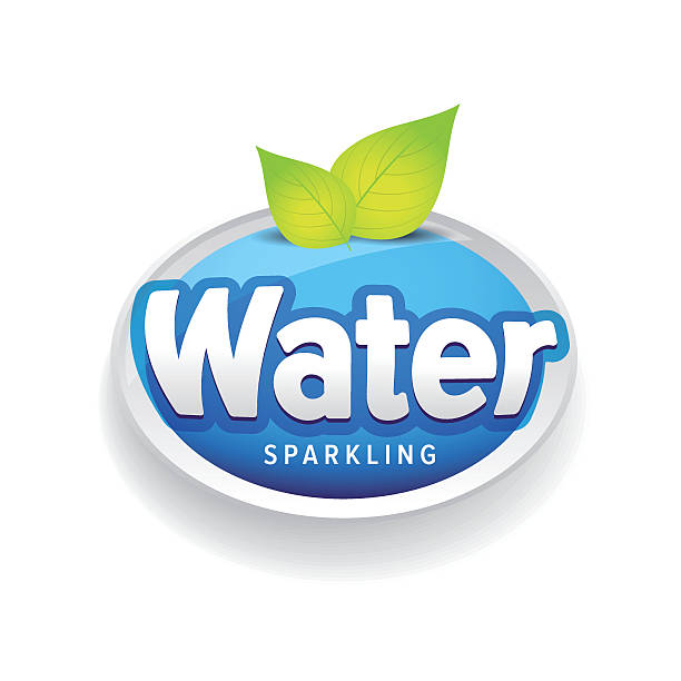 stockillustraties, clipart, cartoons en iconen met drinking sparkling water label vector blue - soda supermarket