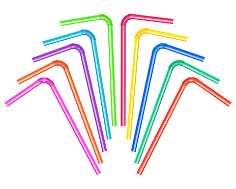 Vector illustration of a set of colored drinking straws.