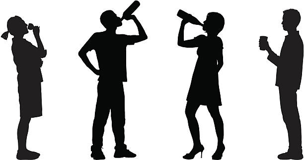 Drinking Silhouettes of people drinking. alcohol drink silhouettes stock illustrations