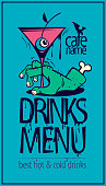 Drinks menu cover, halloween card design concept, zombie hand and martini
