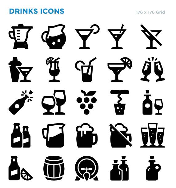 Drinks Vector Icon Set Drinks Vector Icon Set margherita stock illustrations