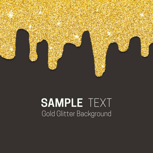 Dripping gold glitter Dripping gold glitter background.Golden paint flow down pain borders stock illustrations