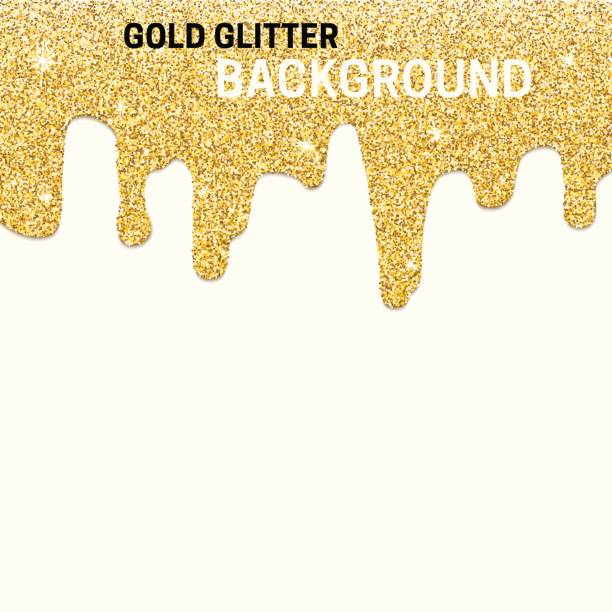 Dripping gold glitter Dripping gold glitter background.Golden paint flow down pain borders stock illustrations