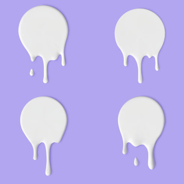 dripping белой краской круглые значки, йогурт или молоко течет вниз. - ice cream stock illustrations
