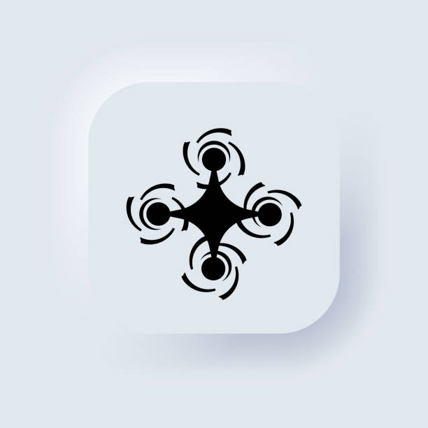 Drone icon in black. Quadcopter sign. Drone logo. Neumorphic UI UX white user interface web button. Neumorphism. Vector EPS 10 Drone icon in black. Quadcopter sign. Drone logo. Neumorphic UI UX white user interface web button. Neumorphism. Vector EPS 10. drone patterns stock illustrations
