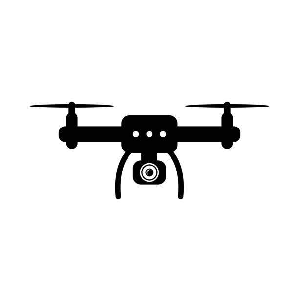 Drone, quadcopter isolated vector icon on white background. Vector simple design. Drone, quadcopter isolated vector icon on white background. Drone icon, great design for any purposes. drone silhouettes stock illustrations