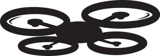 Drone silhouette Drone flying vector silhouette. EPS 8 drone silhouettes stock illustrations