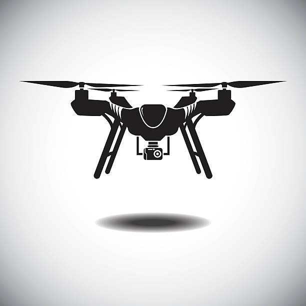 Drone the quad-copter Vector Illustration : Drone the quad-copter drone icons stock illustrations