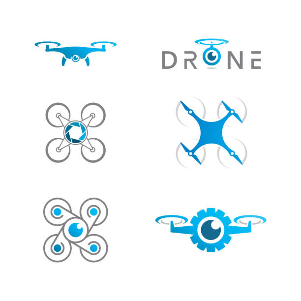 Drone vector icon design illustration Drone vector icon design illustration template drone silhouettes stock illustrations