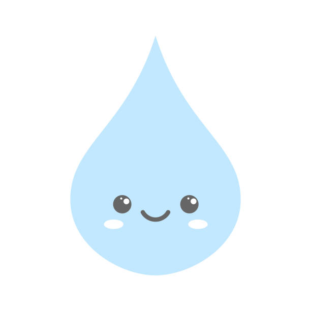 ilustrações de stock, clip art, desenhos animados e ícones de drop of water is smiling. cute cartoon character. kawaii drawing. vector illustration - olá e negócios e feliz
