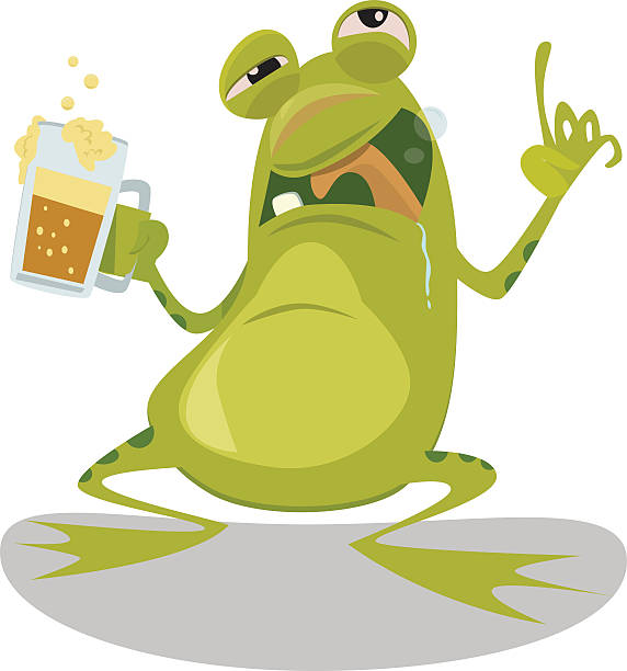 illustrazioni stock, clip art, cartoni animati e icone di tendenza di ubriaco rana - ranocchia