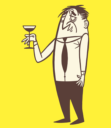 Drunk Man Holding Cocktail