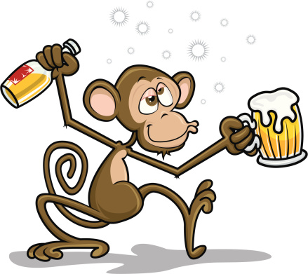 Drunk Monkey - Circus Icons - Vector Illustration