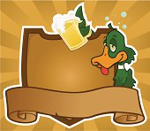 A vintage pub style sign with a rather inebriated duck/mallard.