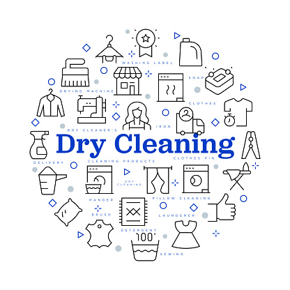 Dry cleaning. Vector design with icons and keywords