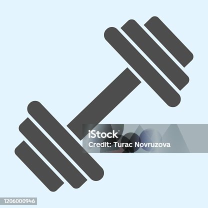 istock Dumbbells solid icon. Heavy weights barbel. Sport vector design concept, glyph style pictogram on white background, use for web and app. Eps 10. 1206000946