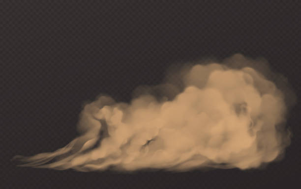 ilustrações de stock, clip art, desenhos animados e ícones de dust cloud, dirty brown smoke, heavy thick smog - incêndio fumo
