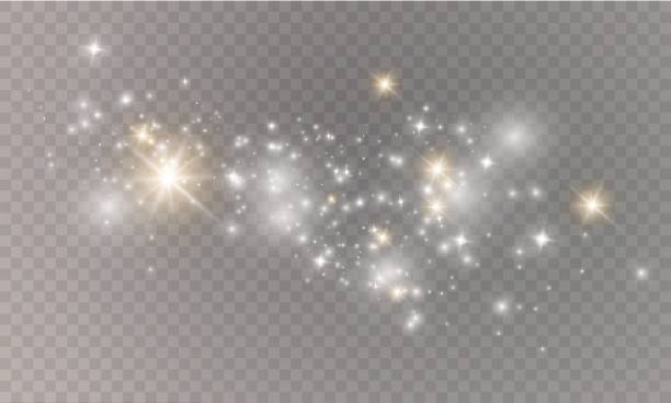 Dust on a transparent background.bright stars.The glow lighting effect Dust on a transparent background.bright stars.The glow lighting effect. vector illustration.the sun is shining. magic paranormal stock illustrations