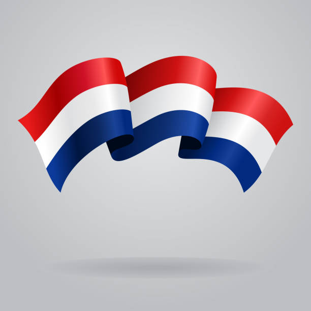 dutch winken flagge.   vektor-illustration - holländische flagge stock-grafiken, -clipart, -cartoons und -symbole