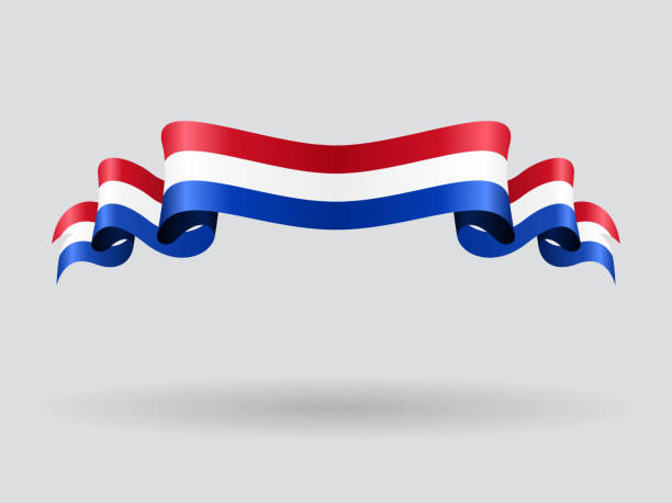 niederländische wellenförmigen flagge. vektor-illustration. - holländische flagge stock-grafiken, -clipart, -cartoons und -symbole