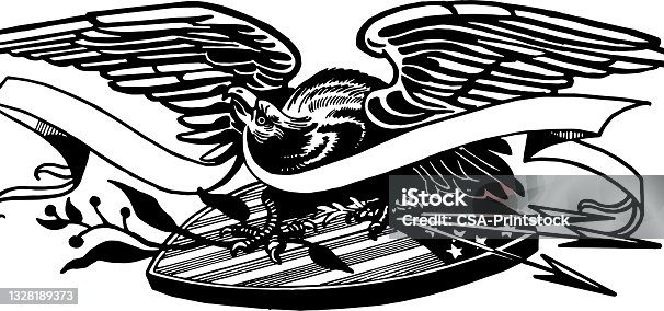 istock Eagle and Ribbon Symbol 1328189373