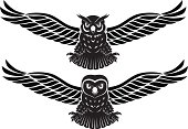 Vector illustration of a eagle owl and a owl .No gradients used. CMYK. Objects grouped for easy editing. Created with AI CS3.