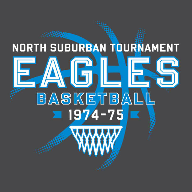 Eagles Basketball T-Shirt Design A simple t-shirt design for Eagles Basketball where the text is easy to change for your own team's unique mascot. basketball hoop stock illustrations