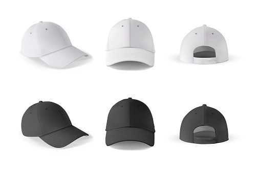 ealistic baseball cap template vector set