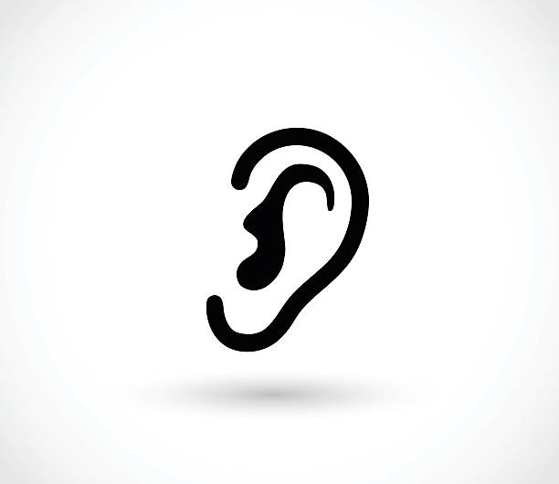 ilustraciones, imágenes clip art, dibujos animados e iconos de stock de oreja icono de vector ilustración - oreja humana