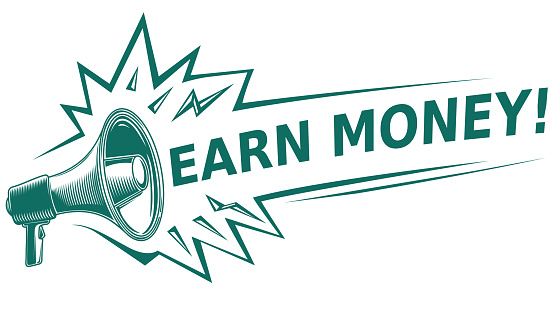 Earn Money Advertising Sign With Megaphone Stock Illustration
