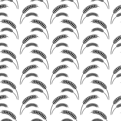 Ears of wheat vector seamless pattern. Whole grain, natural, organic background for bakery package, bread products.