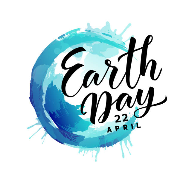 Earth Day. 22 april. Abstract blue Earth planet with text Vector illustration earth day stock illustrations