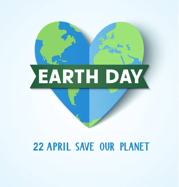 Earth Day. 22 april. Save our planet.Abstract heart with Earth globe Vector illustration earth day stock illustrations