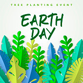 Paper craft of multi-colored leave for the concept of Earth Day tree planting event