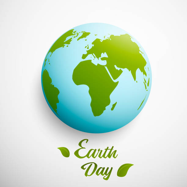 Earth Day. Vector illustration with planet and green leaves. Vector illustration. Earth Day. Vector illustration with planet and green leaves. cool blue world stock illustrations