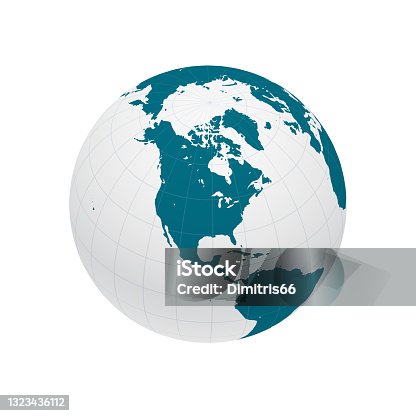 istock Earth globe focusing on North America and North Pole. 1323436112